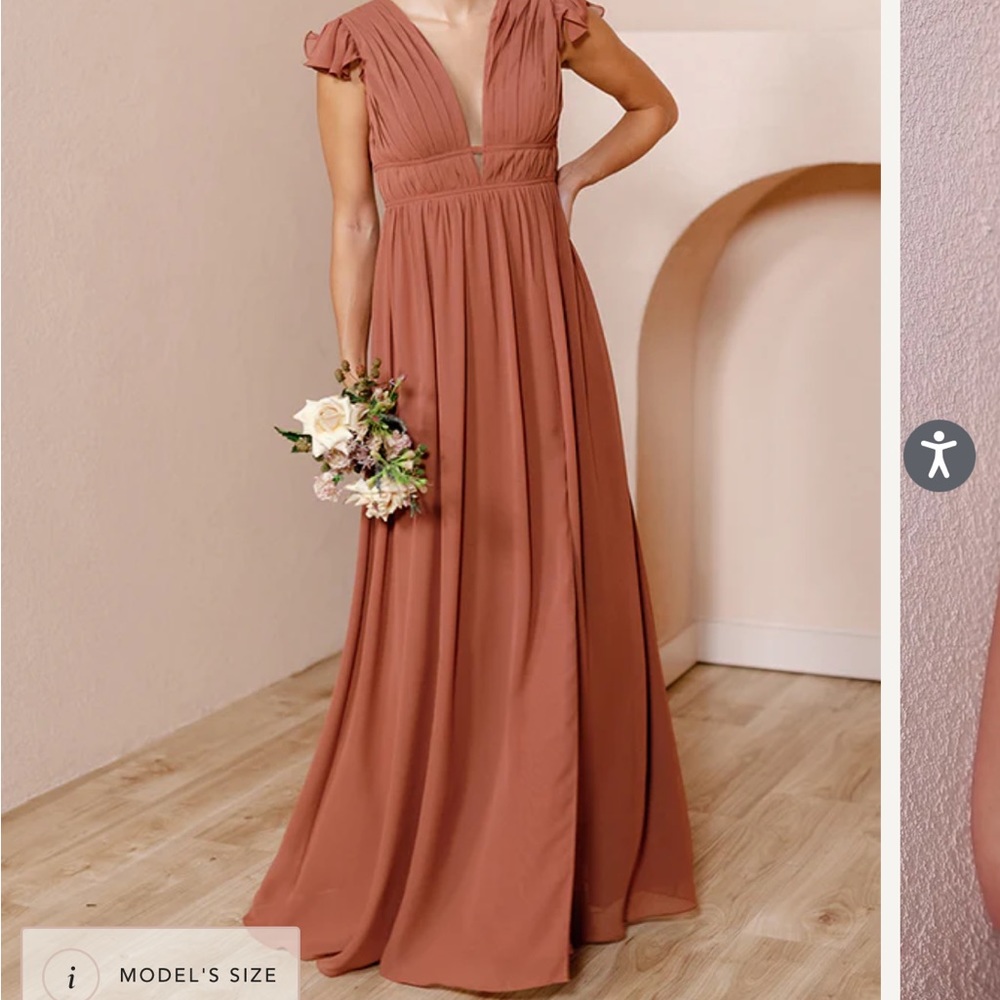 Revelry Cora Chiffon Bridesmaid Dress - Dessert Rose - Size 6